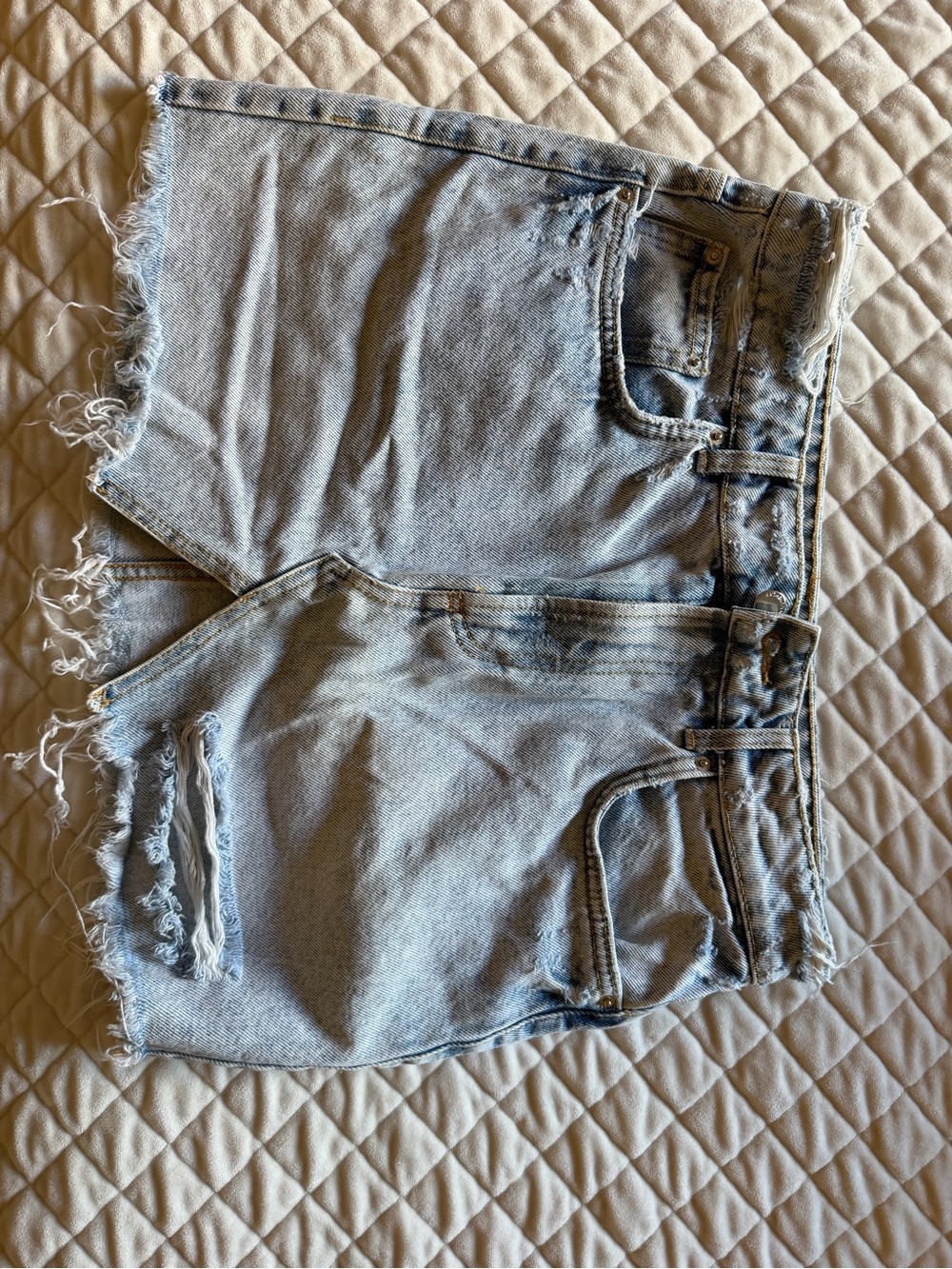 Zara Light Blue Frayed Denim Mini Skirt